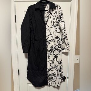 Ladies shirt dress pockets 14/16 black white perfect condition smoke pet free